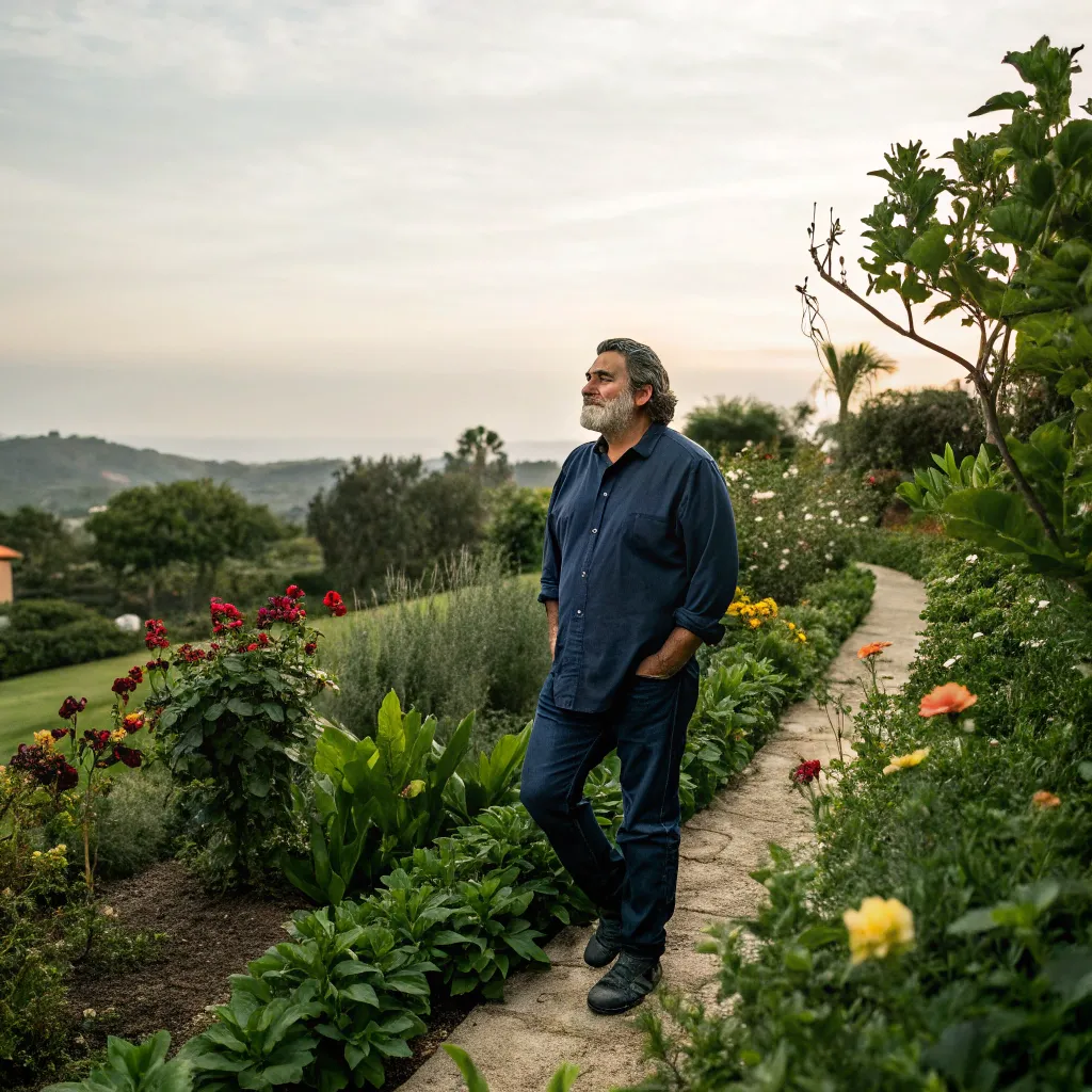 Michael Garcia in his home garden